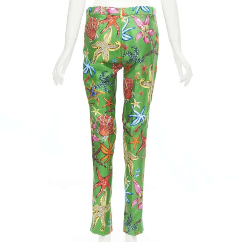 Versace Starfish Print Pants Green Viscose Never worn, with tag - Box View