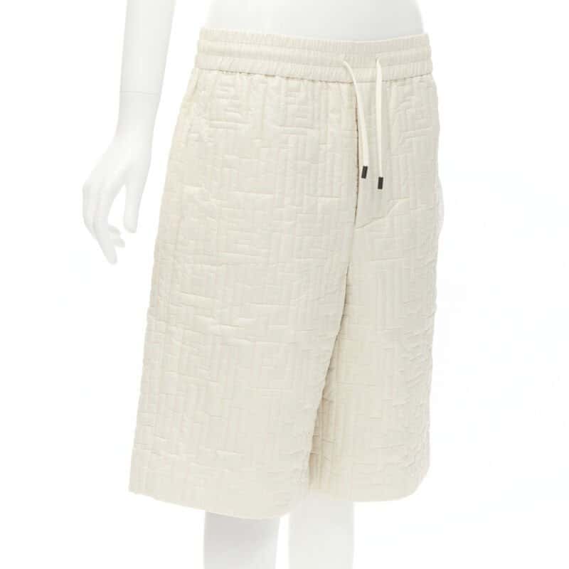 Fendi Zucca Padded Shorts Beige Never worn, with tag - Front View