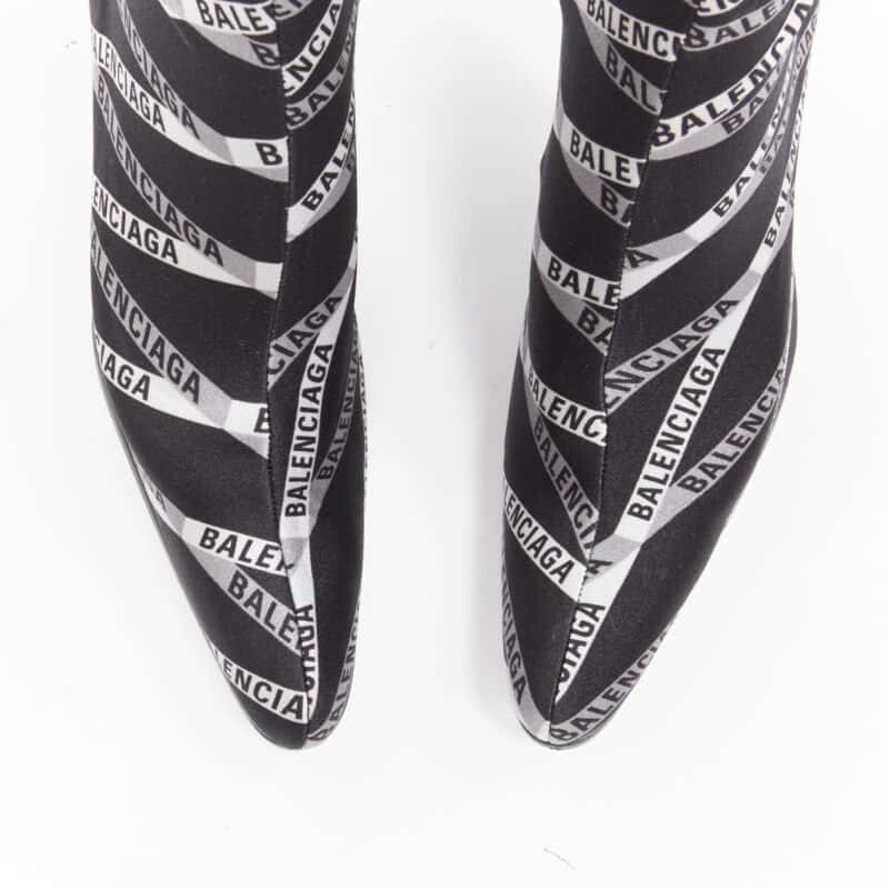 Balenciaga Fabric Drape Leather Boots Black Polyester Never worn - Back View