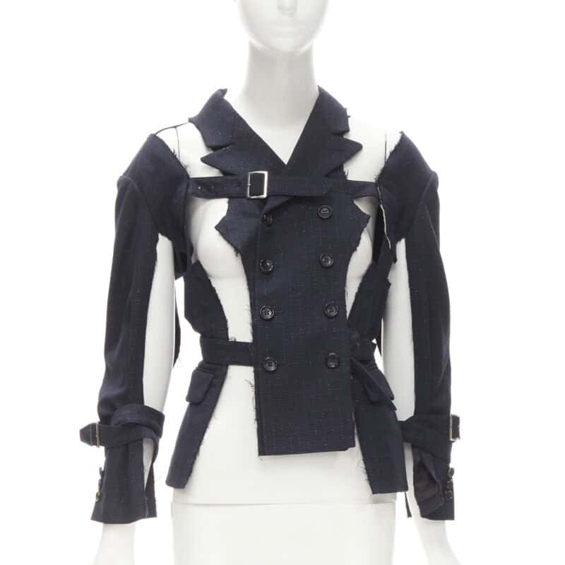 Comme Des Garcons Navy Deconstructed Jacket Navy Wool Never worn - Front View
