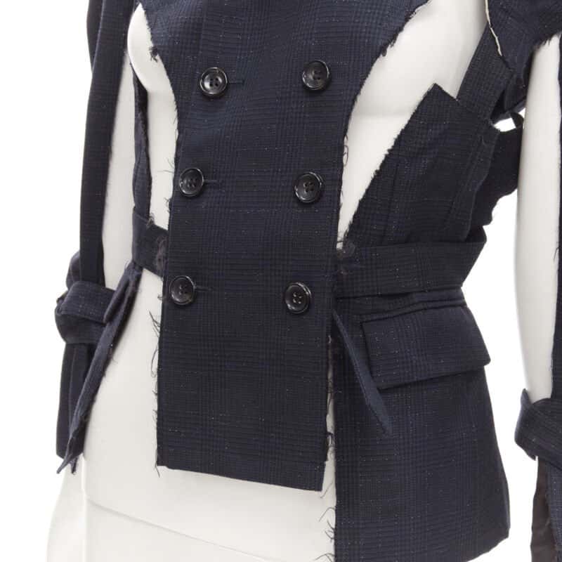 Comme Des Garcons Navy Deconstructed Jacket Navy Wool Never worn - Back View
