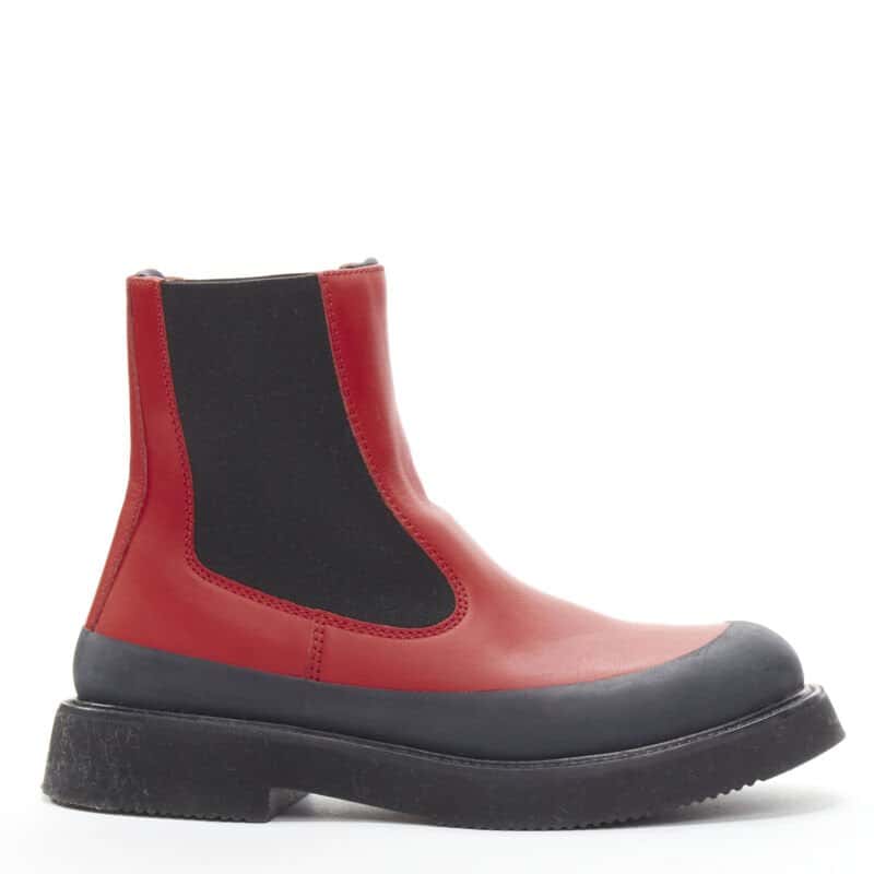 Celine Slogan Combat Leather Boots Red Leather Very good condition - Front View