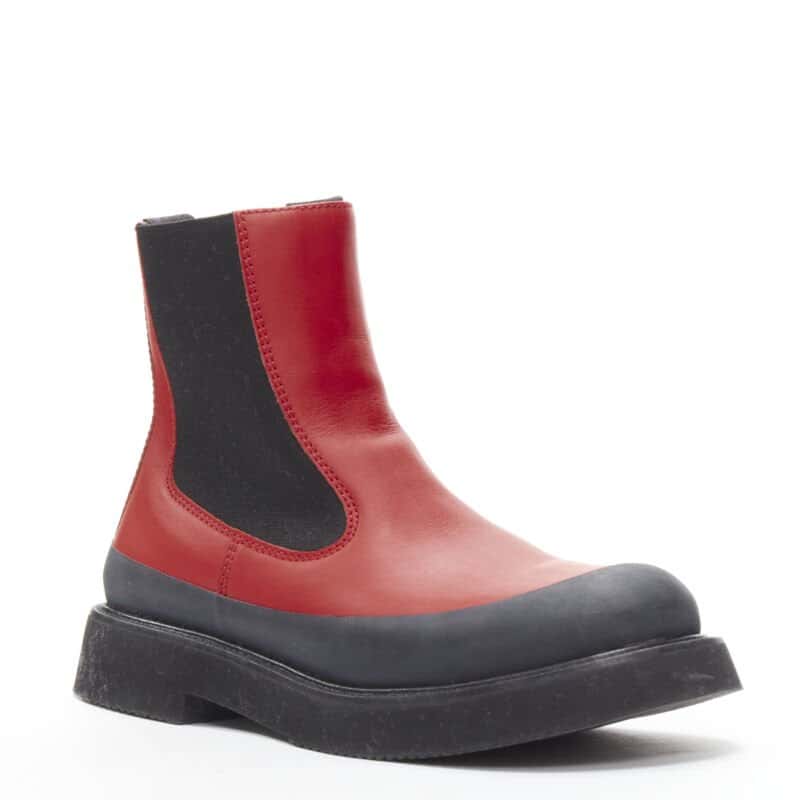 Celine Slogan Combat Leather Boots Red Leather Very good condition - Back View