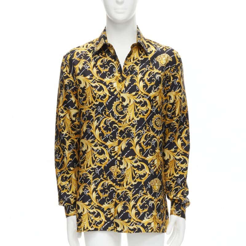 Versace Medusa Barocco Silk Shirt Black Silk Never worn, with tag - Front View