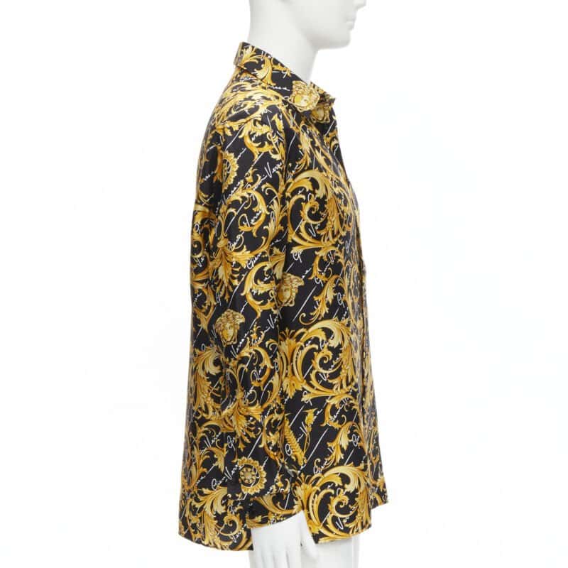 Versace Medusa Barocco Silk Shirt Black Silk Never worn, with tag - Model View