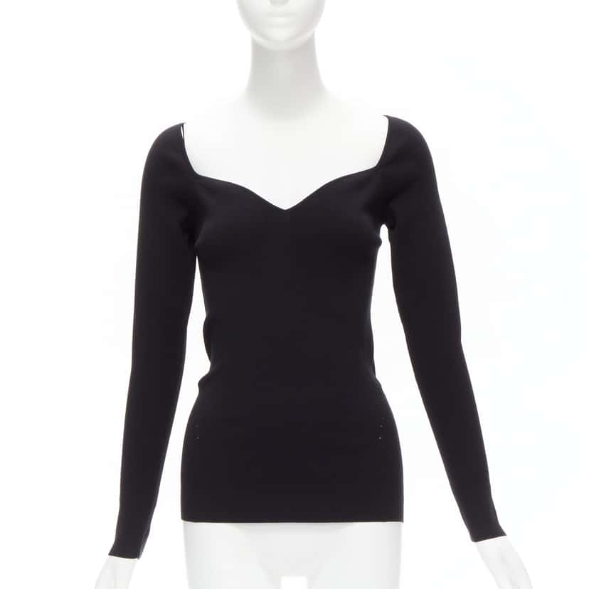 Balenciaga Sweetheart Knit Top Black Polyester Never worn, with tag - Front View