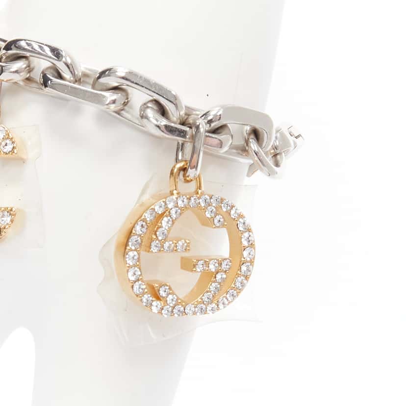 Gucci Gold Silver Charms Bracelet Silver Metal Never worn - Back View