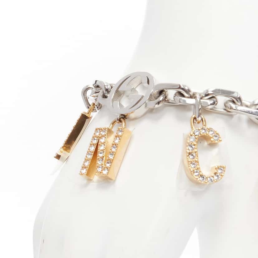 Gucci Gold Silver Charms Bracelet Silver Metal Never worn - Inside View