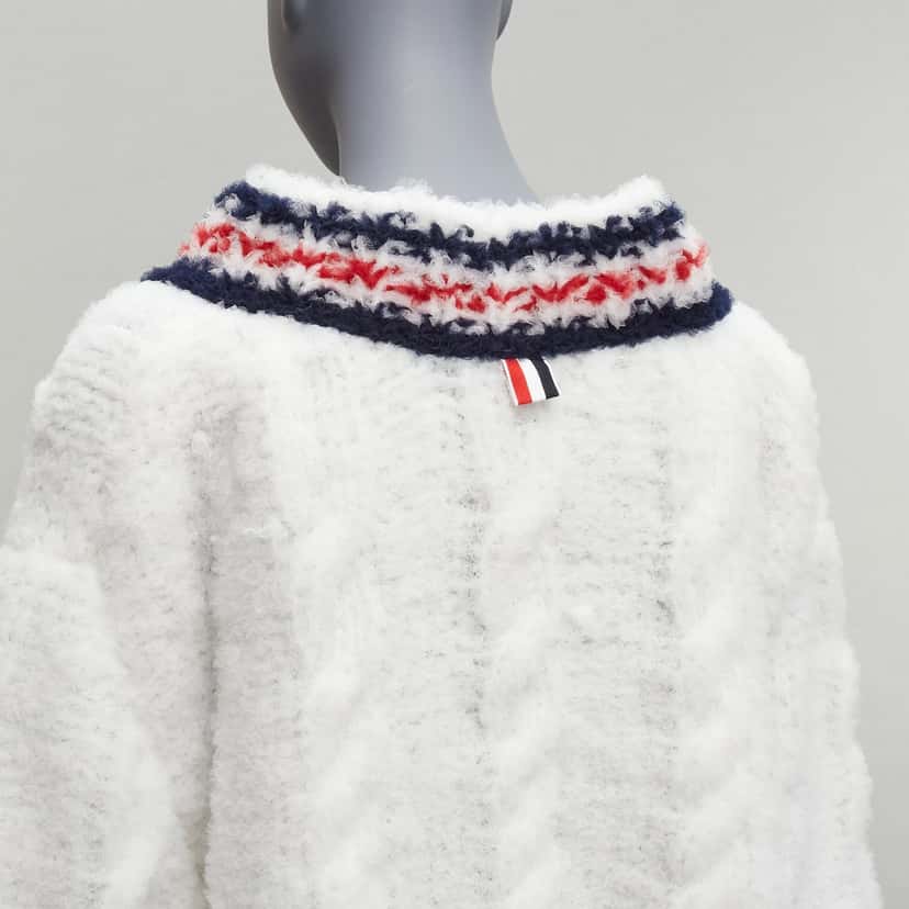 Thom Browne Varsity Knit Sweater White Never worn - Back View