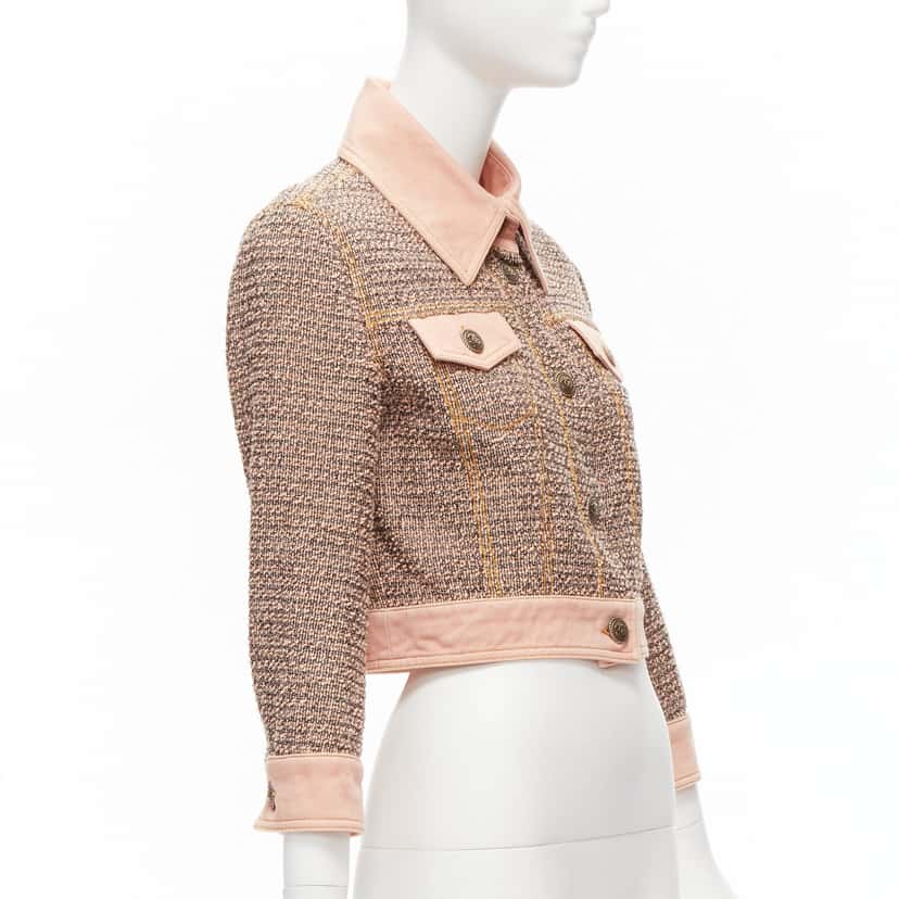 Chanel Pink Tweed Jacket Pink Cotton Never worn - Model View