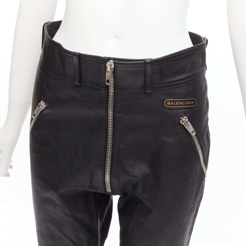 Balenciaga Moto Leather Pants Black Leather Good condition - Back View