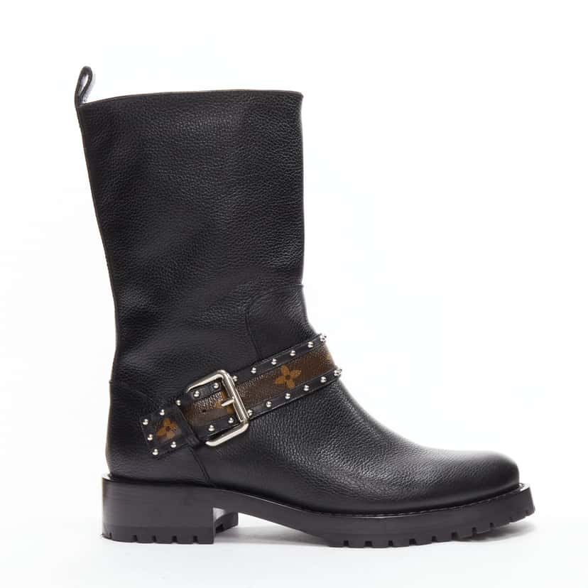 Louis Vuitton Pearl Cone Heel Boots Black Leather Very good condition - Front View