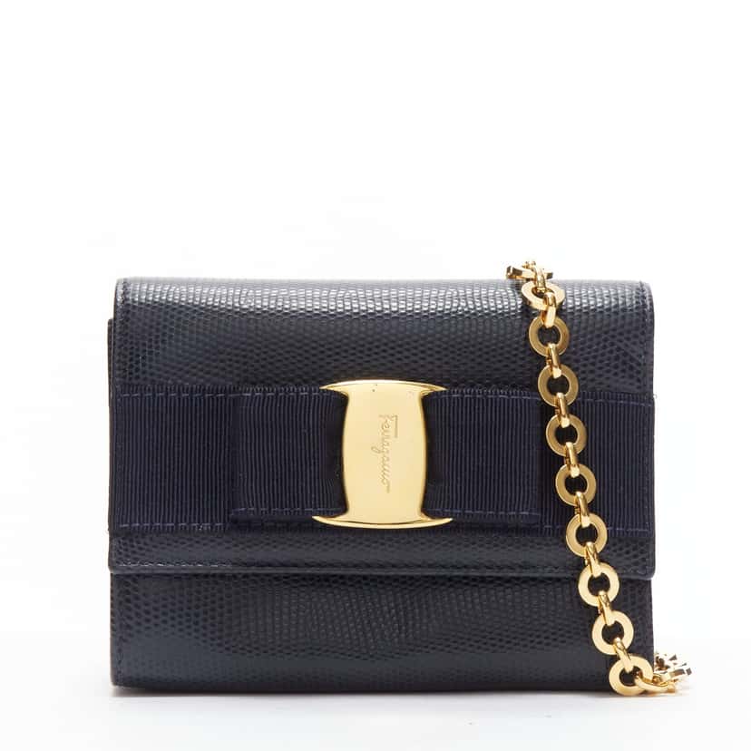 Salvatore Ferragamo Vara Bow Black Leather Very good condition - Front View