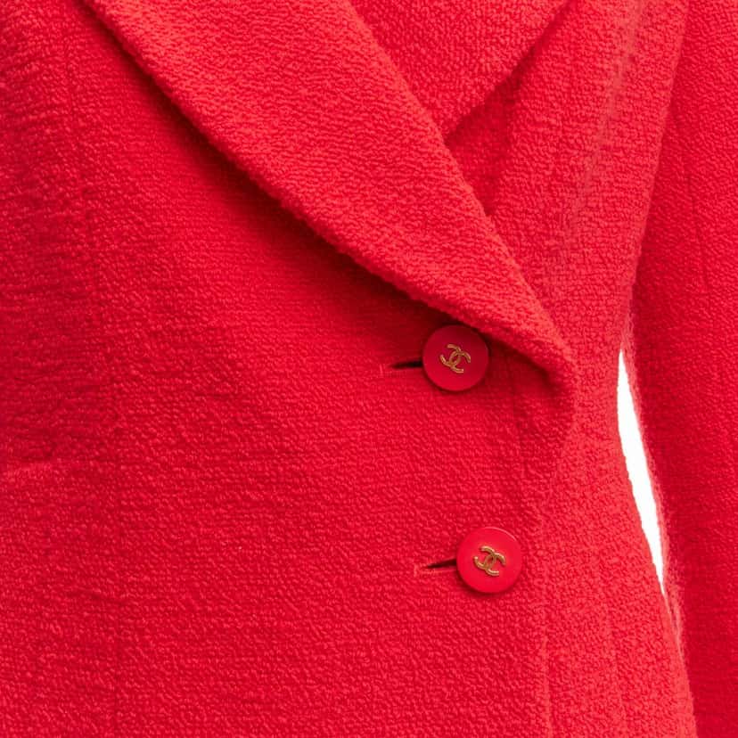 Chanel Red Tweed Button Jacket Red Wool Very good condition - Back View