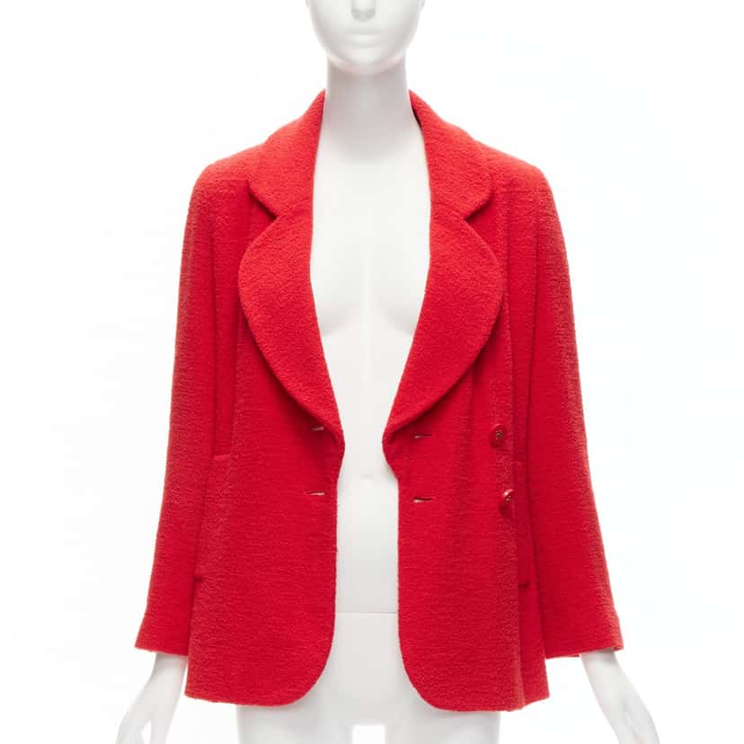 Chanel Red Tweed Button Jacket Red Wool Very good condition - Inside View