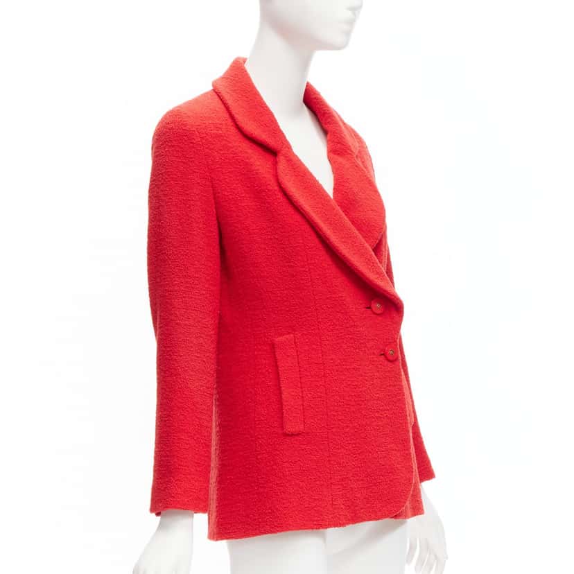 Chanel Red Tweed Button Jacket Red Wool Very good condition - Model View