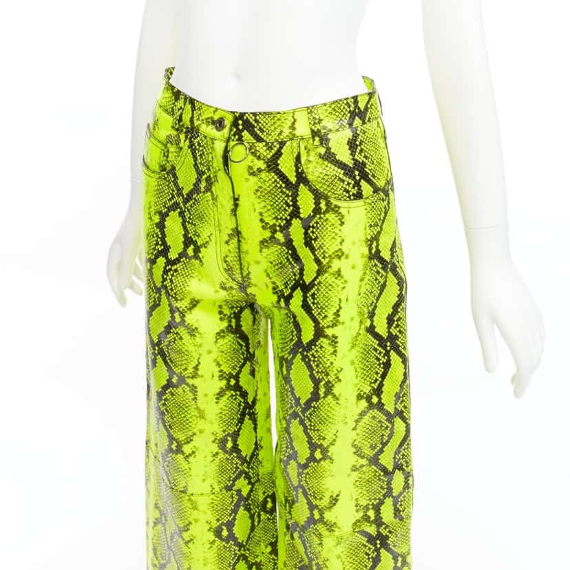 Off-White Neon Leather Pants Yellow Leather Never worn - Back View