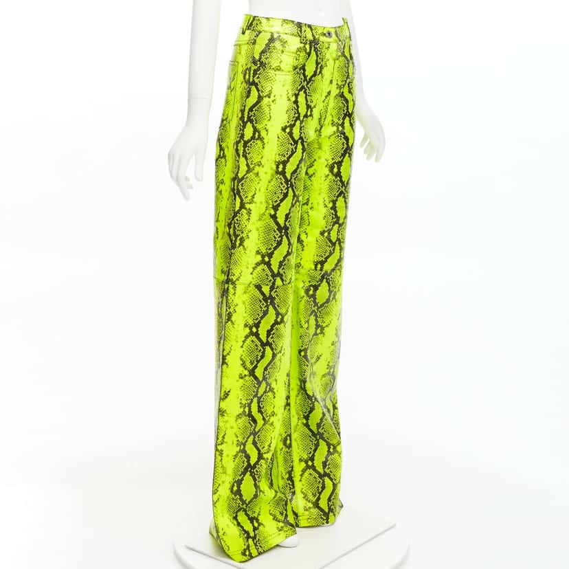 Off-White Neon Leather Pants Yellow Leather Never worn - Inside View