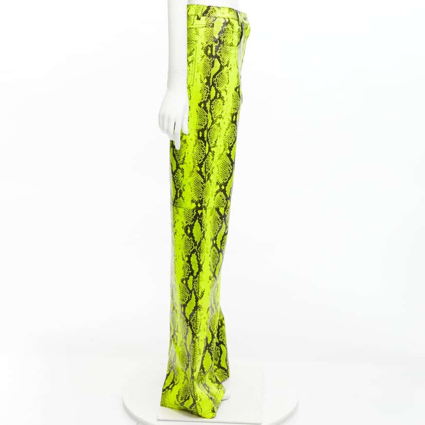 Off-White Neon Leather Pants Yellow Leather Never worn - Model View