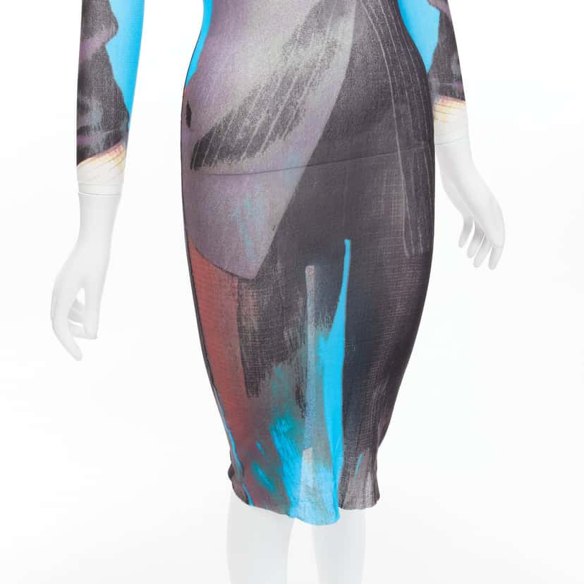 Jean Paul Gaultier Tromp Loeil Dress Blue Polyamide Never worn - Back View