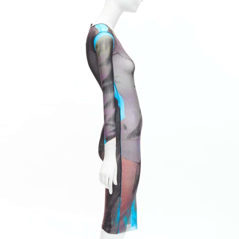 Jean Paul Gaultier Tromp Loeil Dress Blue Polyamide Never worn - Model View