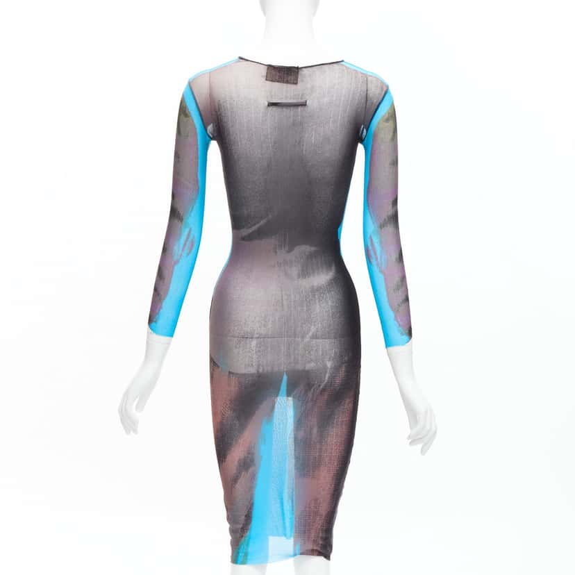 Jean Paul Gaultier Tromp Loeil Dress Blue Polyamide Never worn - Box View