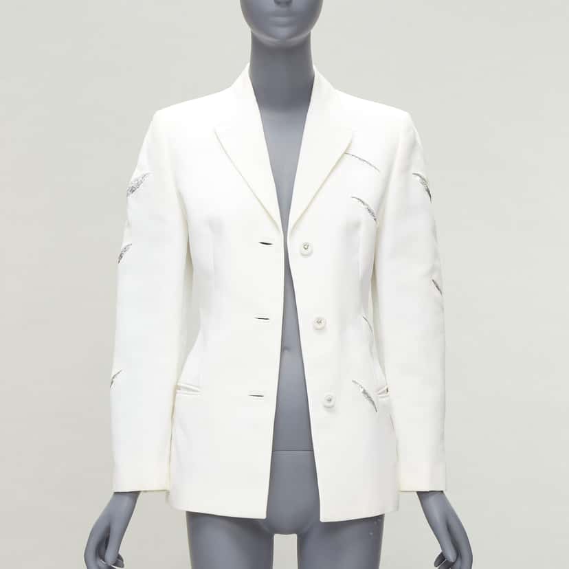 Gianni Versace White Sequins Blazer White Cotton Good condition - Inside View