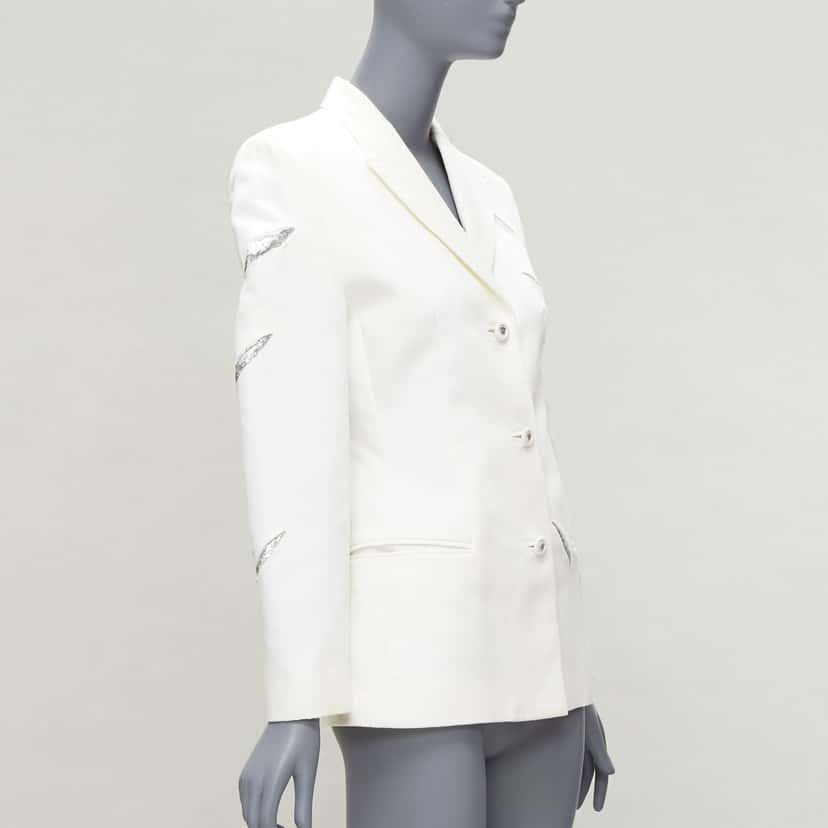 Gianni Versace White Sequins Blazer White Cotton Good condition - Model View