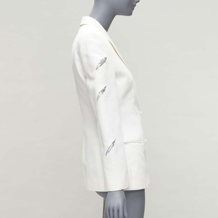 Gianni Versace White Sequins Blazer White Cotton Good condition - Box View