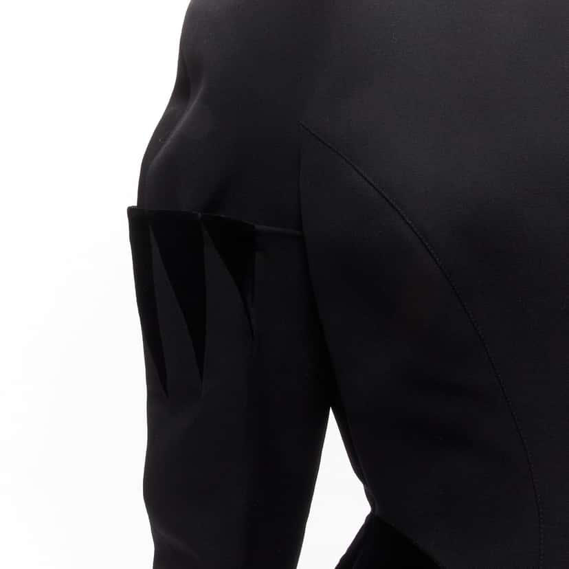 Thierry Mugler Velvet Peplum Jacket Black Wool Never worn - Back View