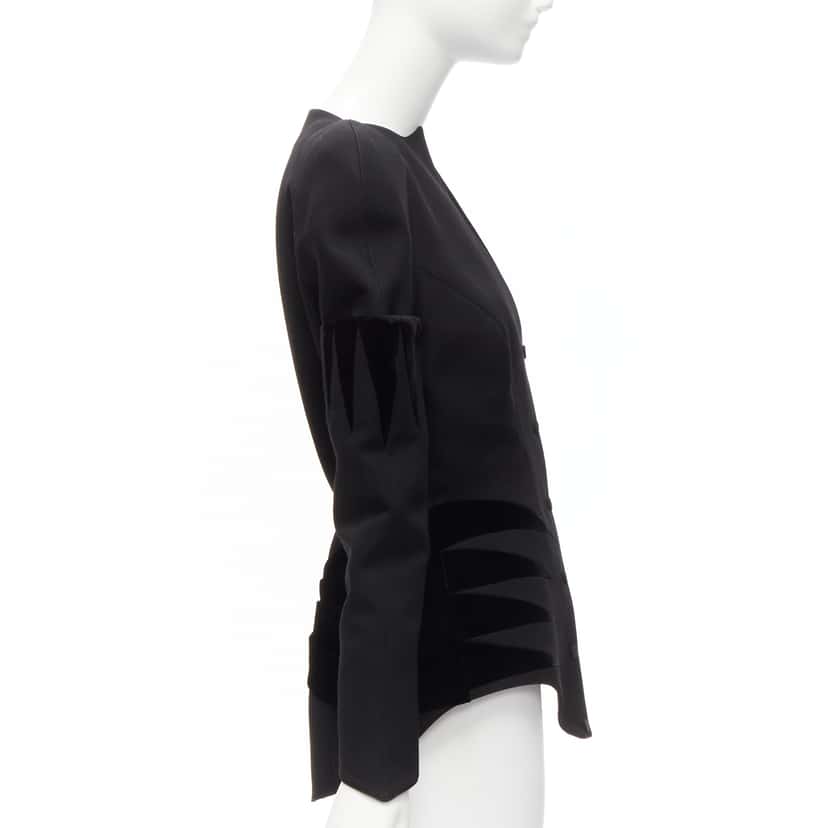Thierry Mugler Velvet Peplum Jacket Black Wool Never worn - Model View