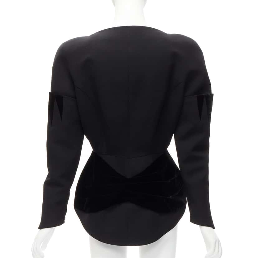 Thierry Mugler Velvet Peplum Jacket Black Wool Never worn - Box View