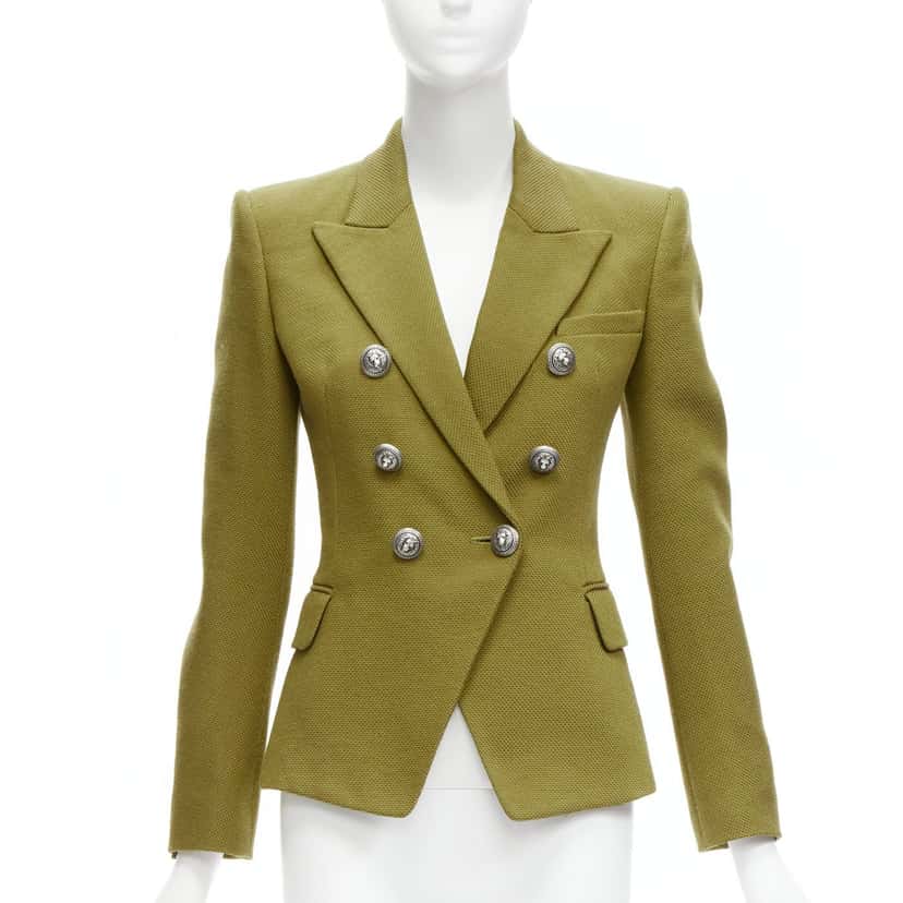 Balmain Double Breasted Blazer Green Polyamide Very good condition - Front View