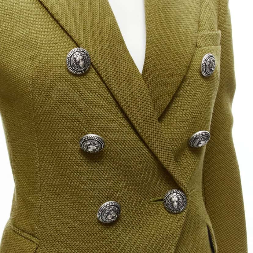 Balmain Double Breasted Blazer Green Polyamide Very good condition - Back View