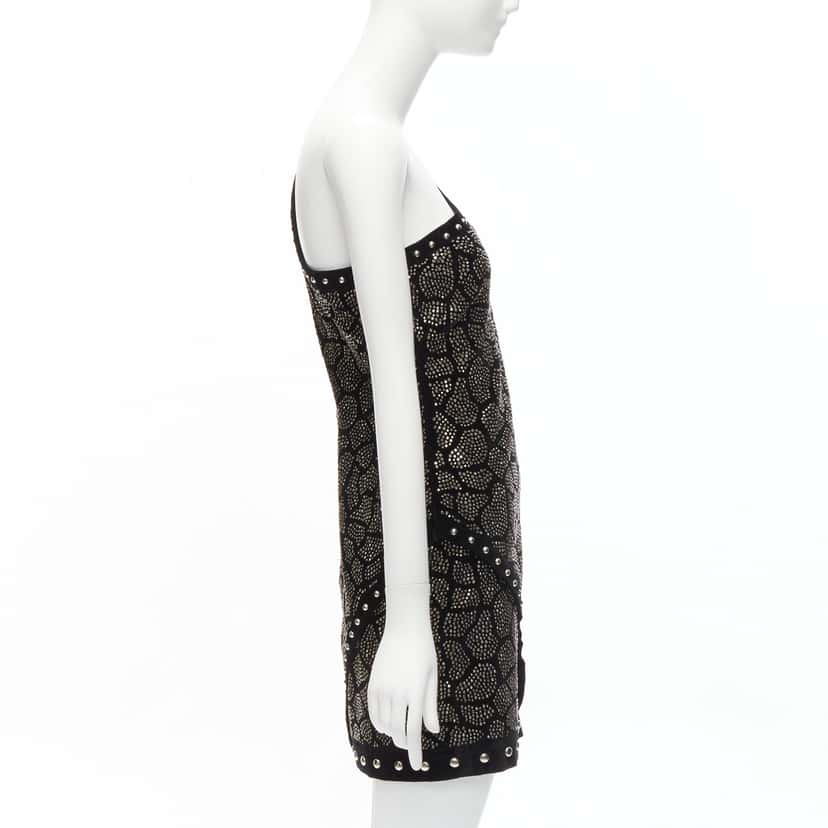Balmain Studded Velvet Dress Black Cotton Never worn - Model View