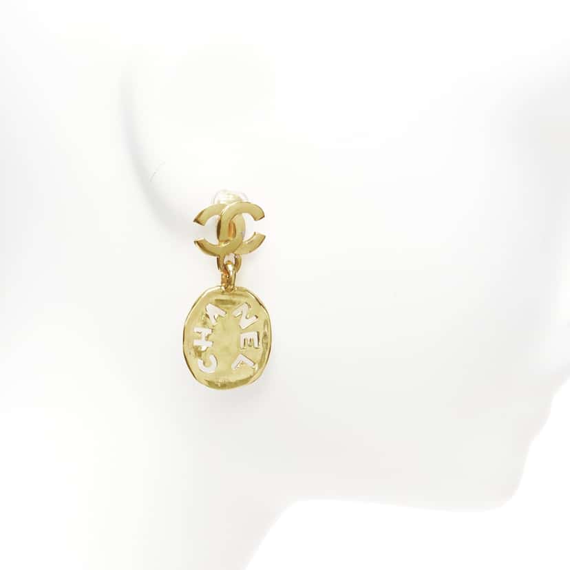 Chanel Chain Resin Earrings Gold Metal Good condition - Inside View