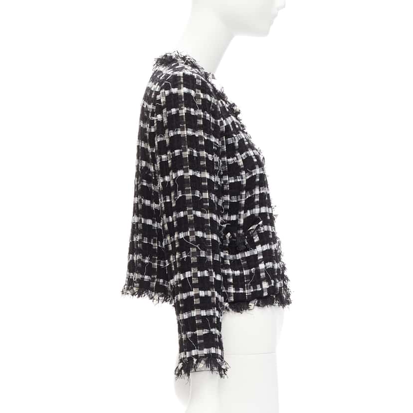 Chanel Frayed Check Jacket Black Never worn - Box View