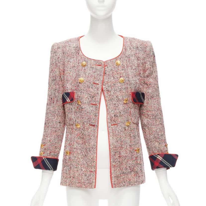 Chanel Red Double Breasted Blazer Red Silk Very good condition - Front View