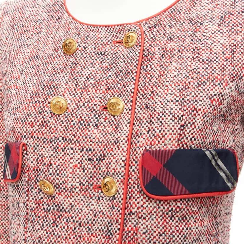 Chanel Red Double Breasted Blazer Red Silk Very good condition - Back View
