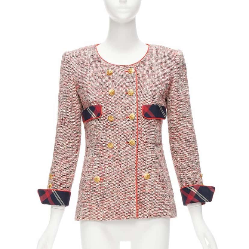 Chanel Red Double Breasted Blazer Red Silk Very good condition - Inside View