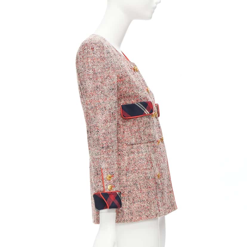 Chanel Red Double Breasted Blazer Red Silk Very good condition - Box View