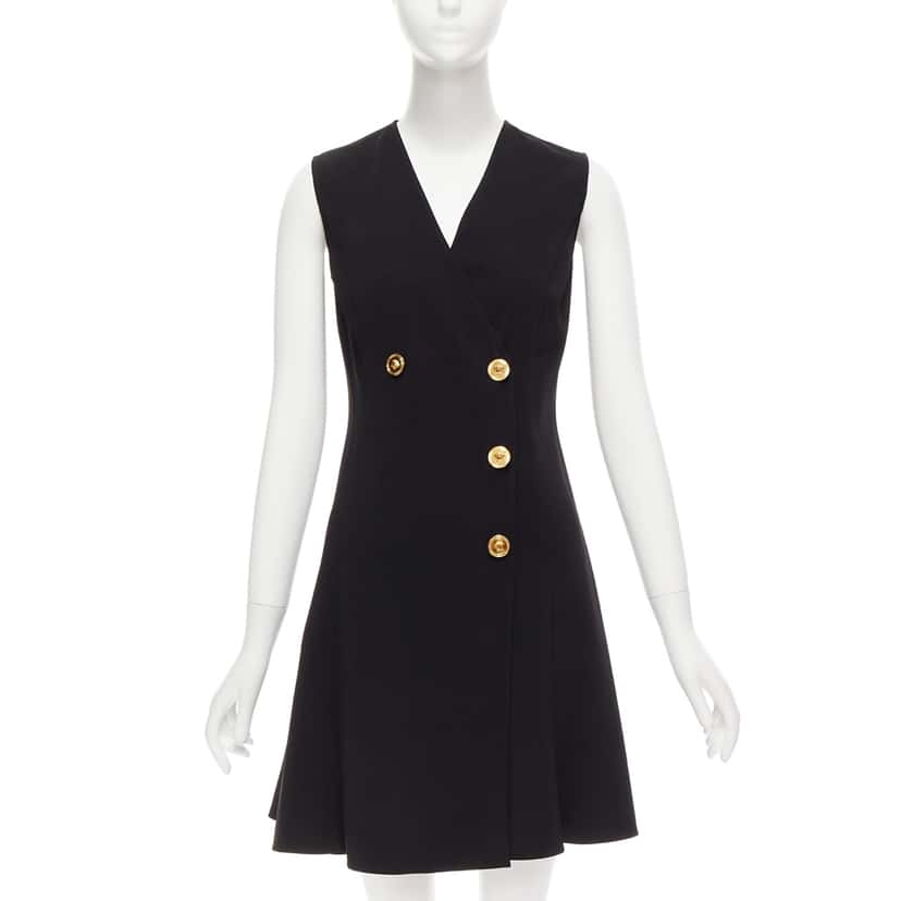 Versace Barocco Dress Black Viscose Never worn - Front View