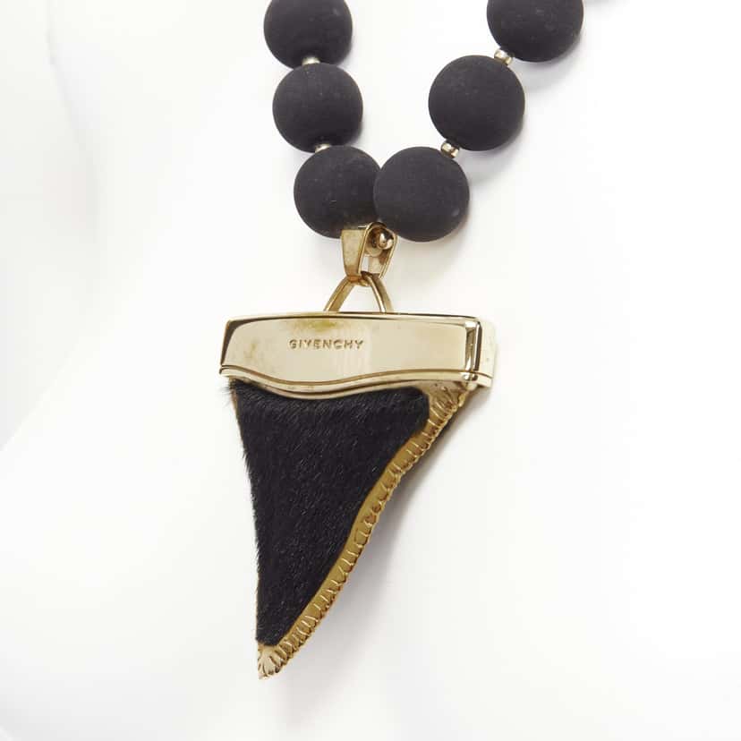 Givenchy Shark Tooth Necklace Gold Leather Very good condition - Back View