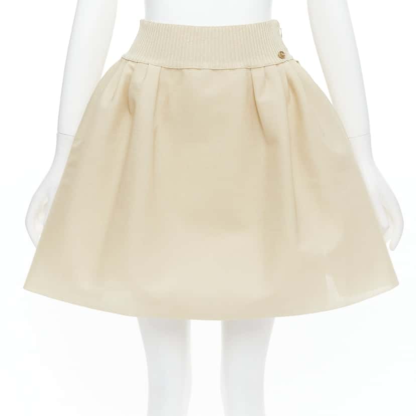 Chanel Logo Button Skirt Ecru Viscose Never worn - Front View