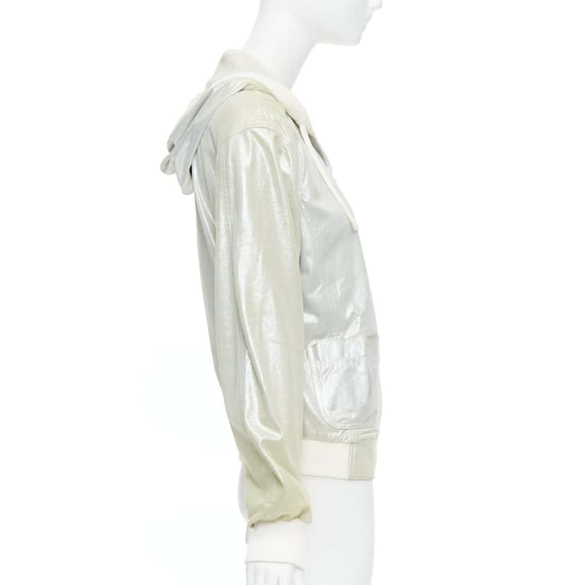 Chanel Metallic Rib Hood Jacket Silver Leather Fair condition - Box View