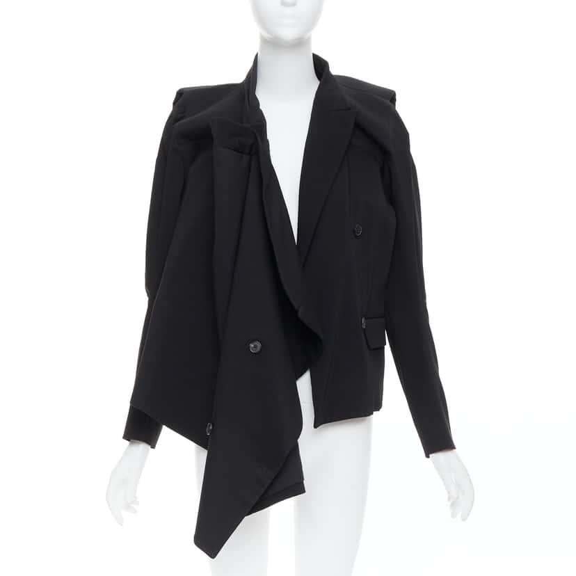 Maison Martin Margiela Black Draped Coat Black Wool Never worn - Front View