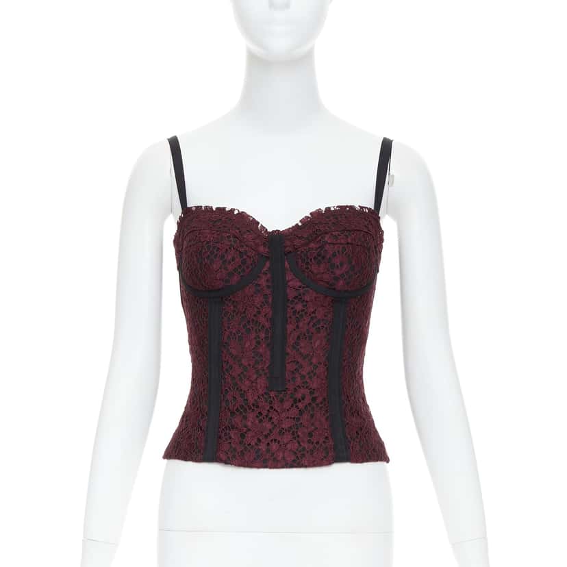 Dolce & Gabbana Lace Corset Bustier Black Cotton Very good condition - Front View