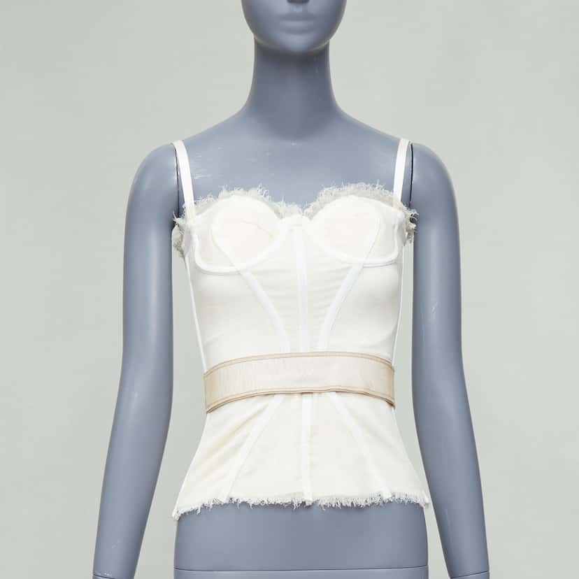 Dolce & Gabbana Mesh Trim Bustier Ecru Good condition - Back View