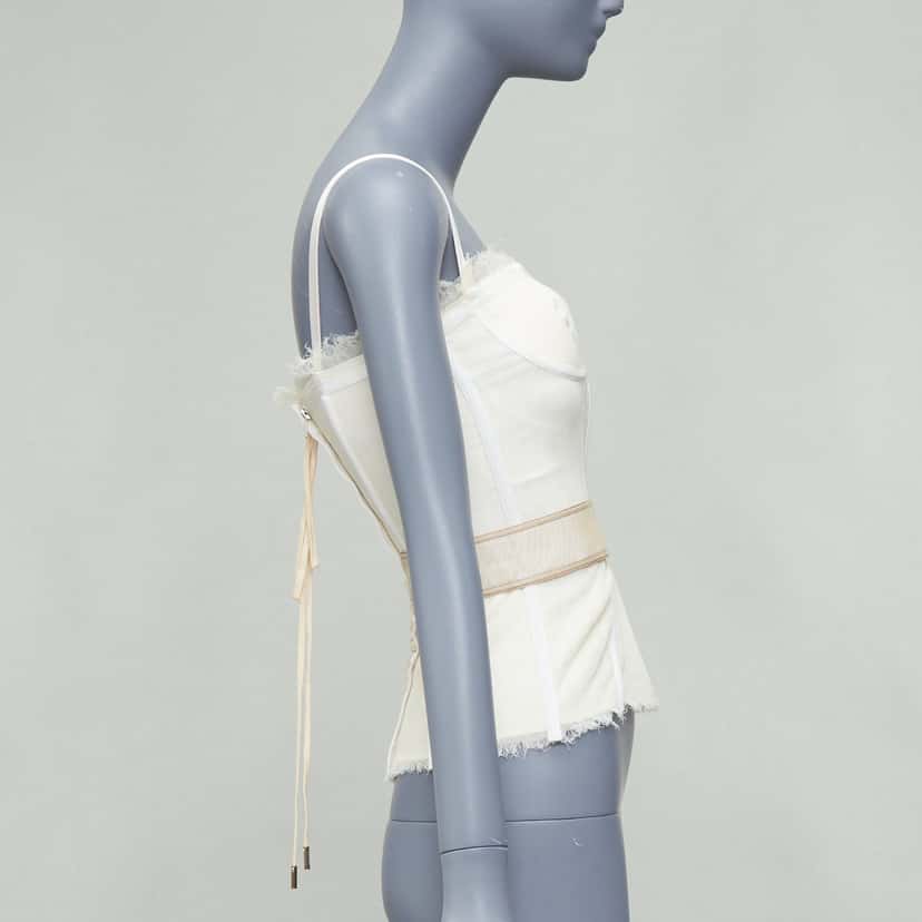 Dolce & Gabbana Mesh Trim Bustier Ecru Good condition - Model View