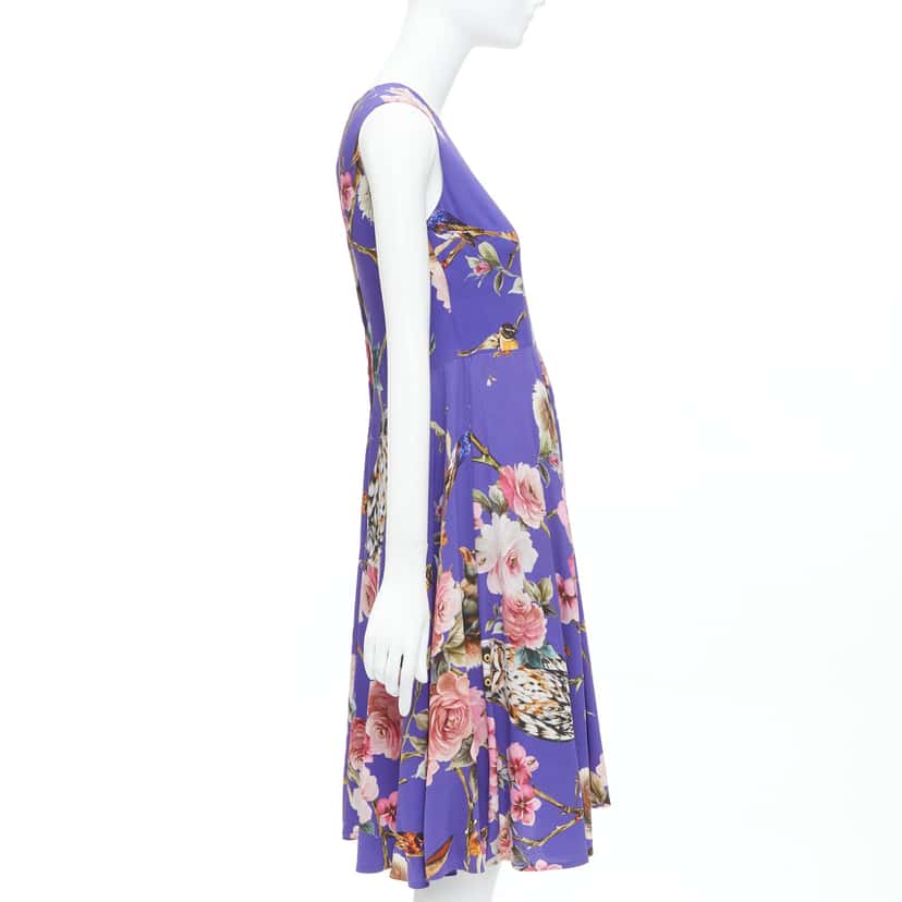 Dolce & Gabbana Squirrel Garden Dress Purple Viscose Never worn - Model View